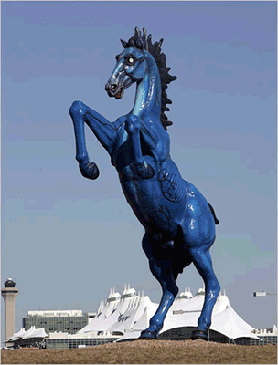 Denver Airport Blue Mustang
