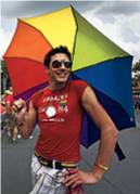 Gay Man With Rainbow Umbrella